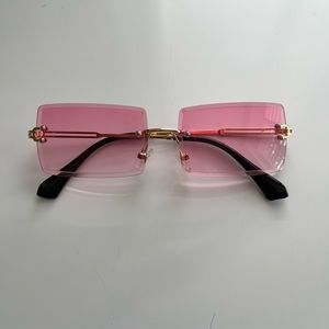 Pink Ombre Rimless Vintage Y2K Sunglasses